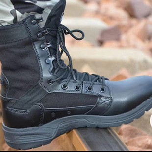 Black Training Boots High-top Men's Ultra Light Four Seasons Breathable Mesh Training Boots Outdoor Hiking Shoes
