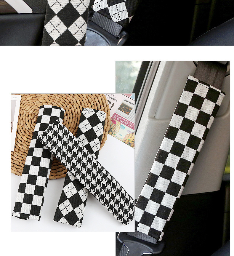 Car Seat Belt Protective Cover Jacquard Quilted Soft Car Shoulder Belt Cover Fashionable Car Interior Supplies