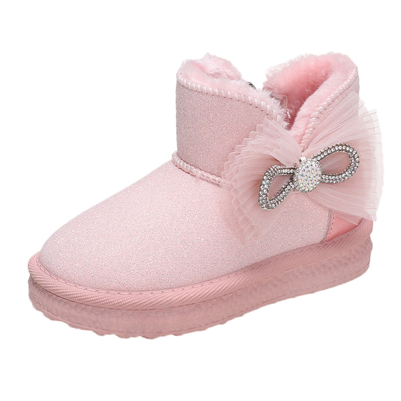 Botas de nieve para niñas zapatos para niños 2023 nuevos otoño e invierno con forro polar engrosado antideslizante cremallera para bebé botas de algodón para nieve