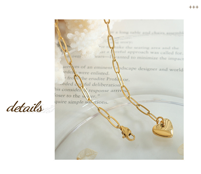 Fashion Heart Shape Titanium Steel Plating Necklace