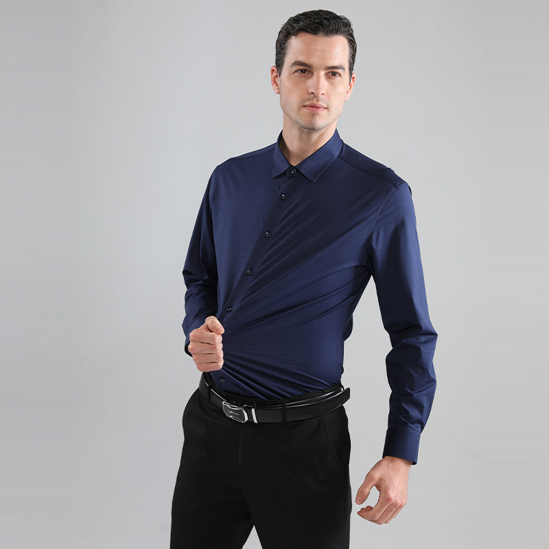 Comercio exterior transfronterizo camisa explosiva cuello puntiagudo negocios casual blanco hombres elásticos sin hierro camisa de hombre de talla europea manga larga