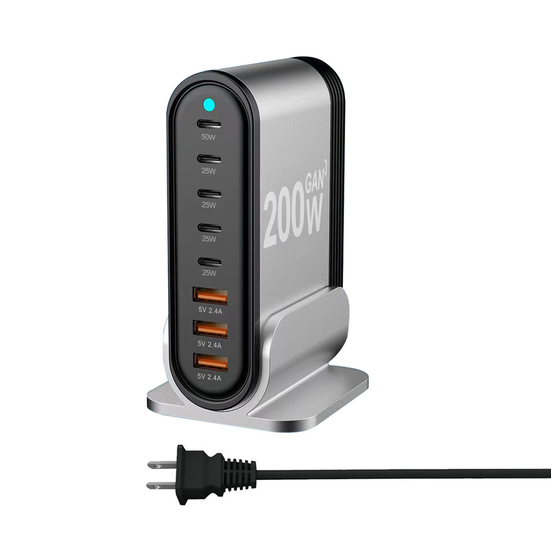 200W Multifunctional Charger 200W Gallium Nitride PD Charger 5C3A Aluminum Alloy Desktop Stand Adapter 200W Multifunctional Charger 200W Gallium Nitride PD Charger 5C3A Aluminum Alloy Desktop Stand Adapter