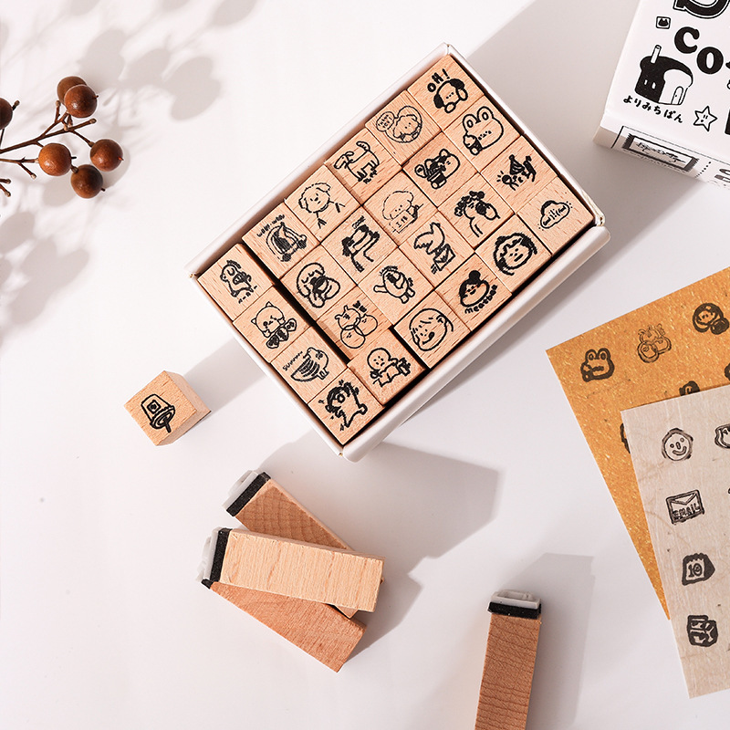 Impresión de estado de ánimo sello de caja de madera diy diario de mano decoración de sello pequeño sello transfronterizo caja de sello de beech