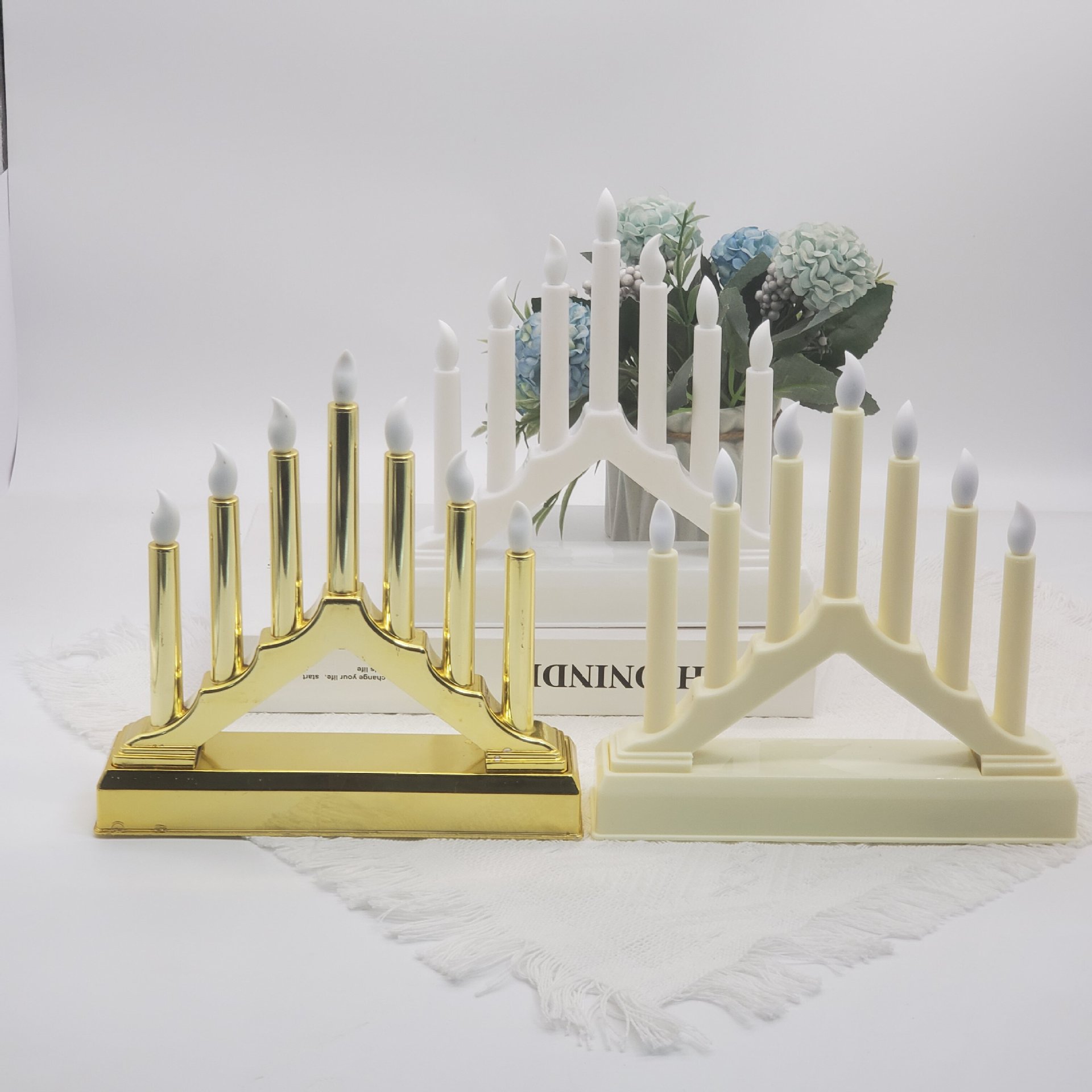 桥灯拱形烛台蜡烛圣诞装饰电子蜡烛灯烛光晚餐布置温馨浪漫小夜灯