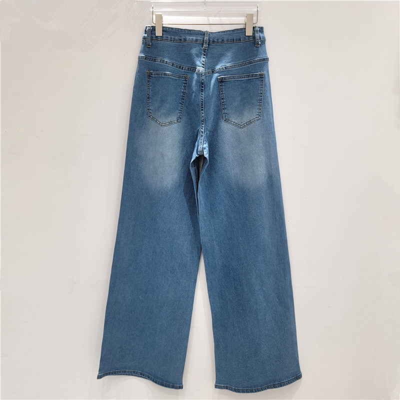 Retro americano caliente taladro jeans pantalones de piernas anchas para mujeres 20226 primavera nueva cintura alta delgada suelta pantalones rectos versátiles image 2