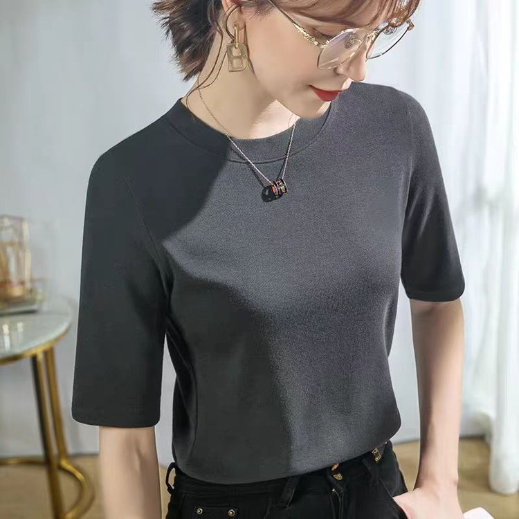 一件代发2025春秋夏季新款五分袖中袖t恤女百搭纯色女打底衫上衣|undefined