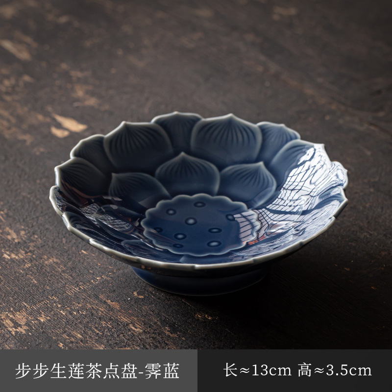 陶瓷高脚茶点盘新中式糕点摆盘水果盘禅意供佛盘精致茶室点心盘子|undefined