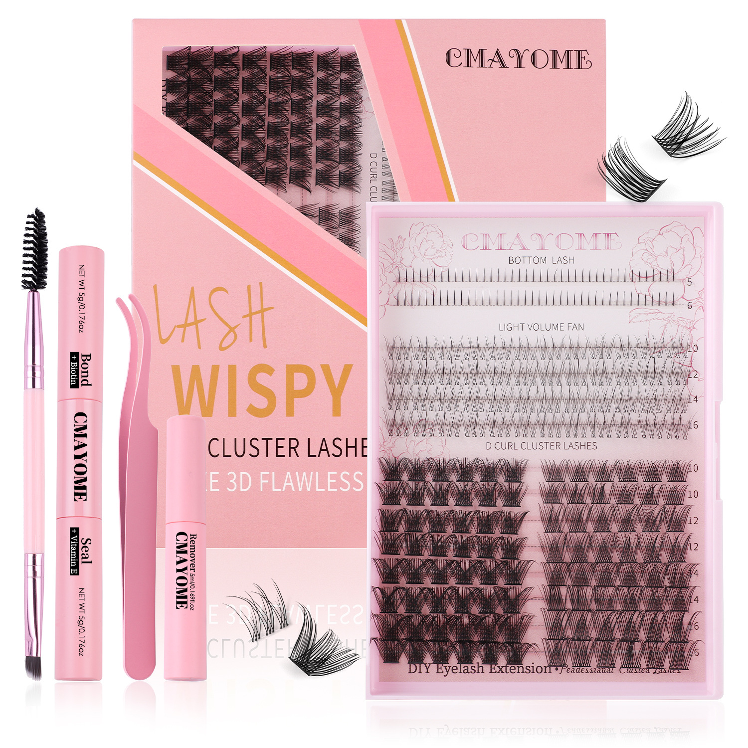 Juego de pestañas postizas DIY – racimos individuales de 5–16 mm, pestañas gruesas de alta calidad