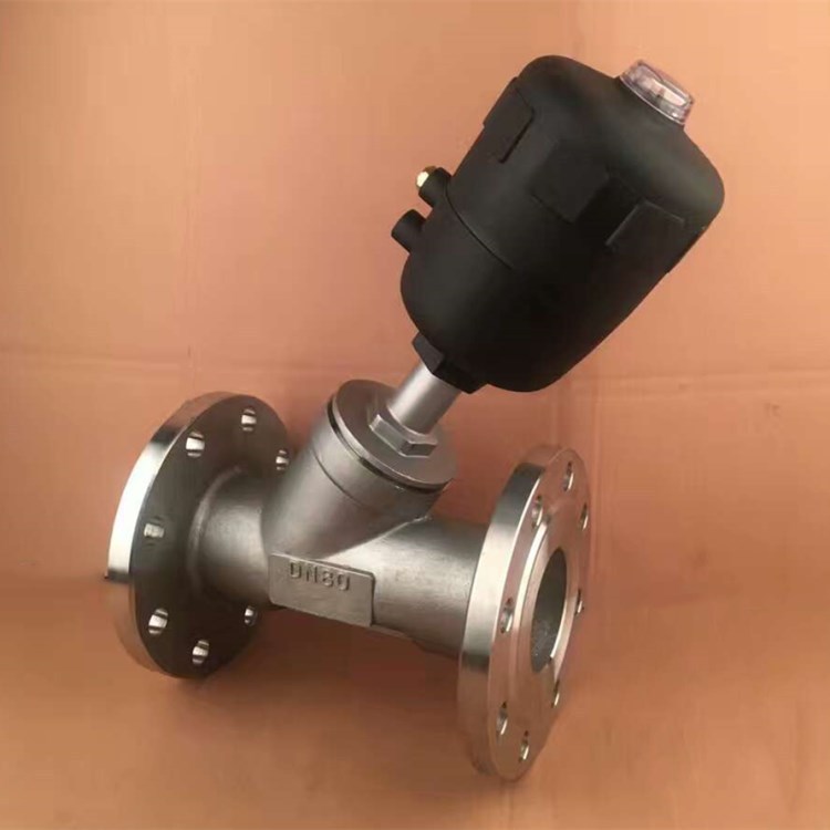 304不锈钢Y型法兰气动角座阀 丝扣/内螺纹 高温蒸汽法兰角座阀