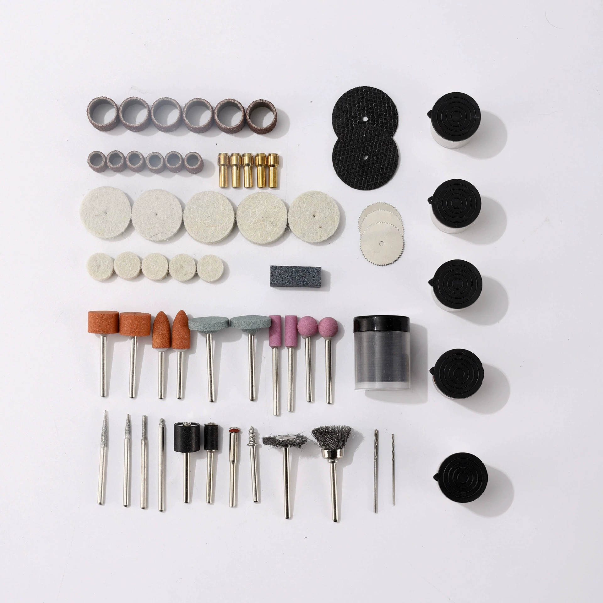 Набор миниатюрных электрических инструментов для резьбы по оливковому дереву и ореху: шлифовальная головка, щетка с наконечником, мягкий войлочный круг для чистки ореха.
