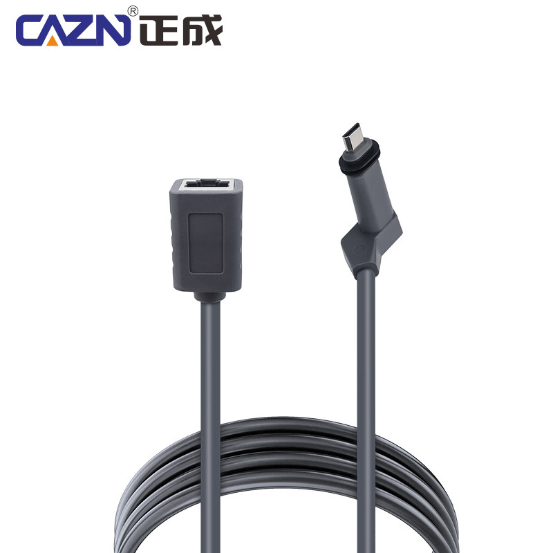 Zhengcheng Satellite V2 Male Elbow to Rj45 Square Female Adapter Waterproof Connector Cat6 Ethernet Cable