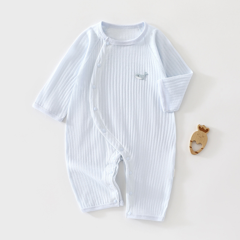 Baby summer jumpsuit, newborn thin air-conditioning clothing, baby seamless long-sleeve crawling suit, ultra-thin home wear