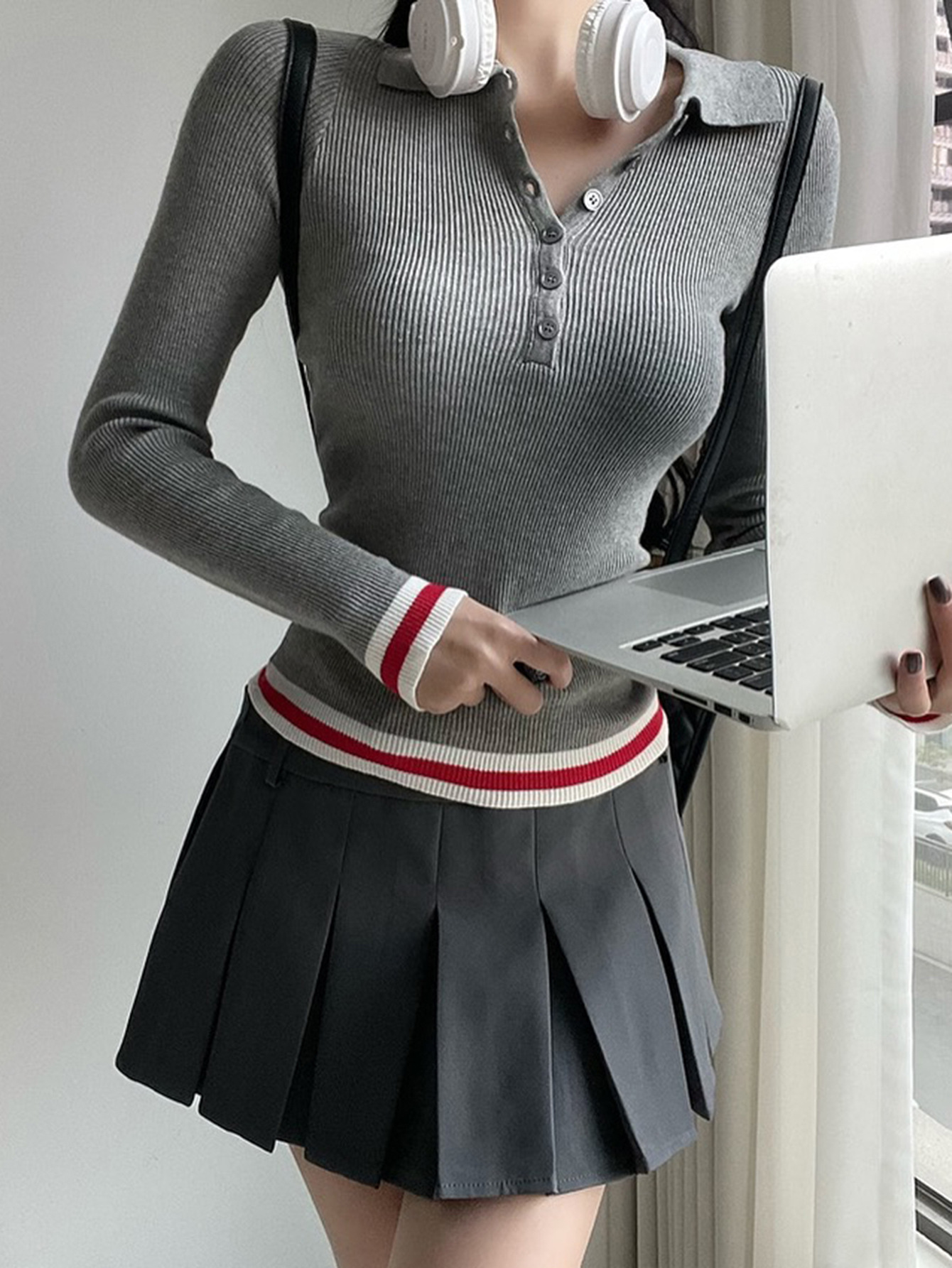 Kaikuo2025 otoño y invierno cross-border europeas y estadounidenses ropa de mujer polo cuello botón temperamento delgado japonesas y coreanas camisas de lana casuales mujeres