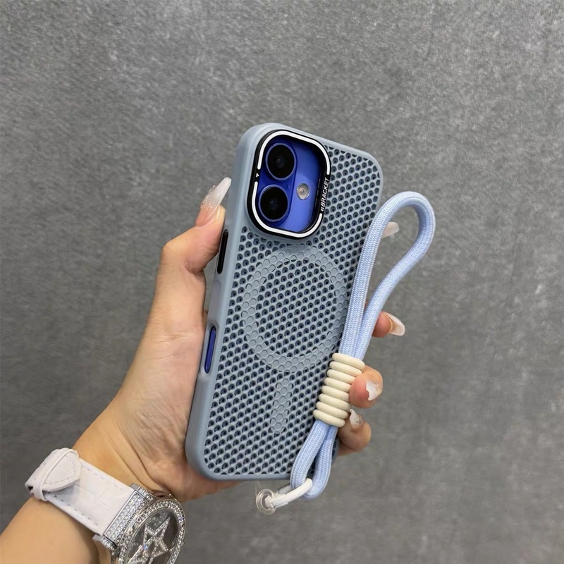 Apple 16 携帯電話ケースに適したレンズホルダー夏ハニカム中空放熱 iPhone15promax 磁気吸引新|undefined