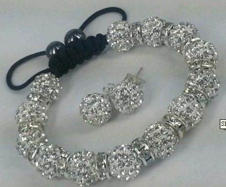 10mm 欧美外贸软陶泥钻球编织 香巴拉手链女士套装