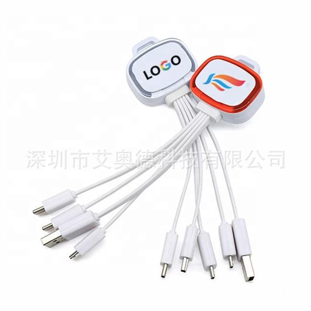 Neutral 4 in 1 Charging Cable Multi-Port Charging USB a to Type C Micro 8P Port USB Smartphone Accessories