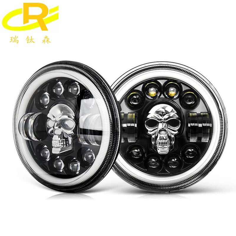 7inch Harley Headlight Modification Accessories Off-Road Vehicle Rgb New Skull Headlight Wrangler Modified Headlight 7inch Harley Headlight Modification Accessories Off-Road Vehicle Rgb New Skull Headlight Wrangler Modified Headlight