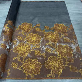 渐变高级欧根纱提花面料欧美舞台时装布面料Organza Brocade lace