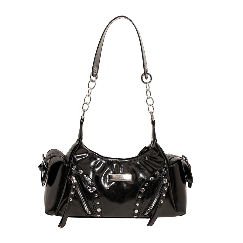 Bolso de axila de textura de alta calidad 2025 verano nuevo bolso femenino personalizado bolso de remache retro bolso de hombro de gran capacidad