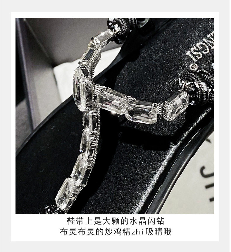 Dép sandal nữ quai ngang thắt nút, đế bằng, khóa dán, mũi tròn — Màu nâu pha lê, Màu nâu thắt nút, Màu đen thắt nút chi tiết 9