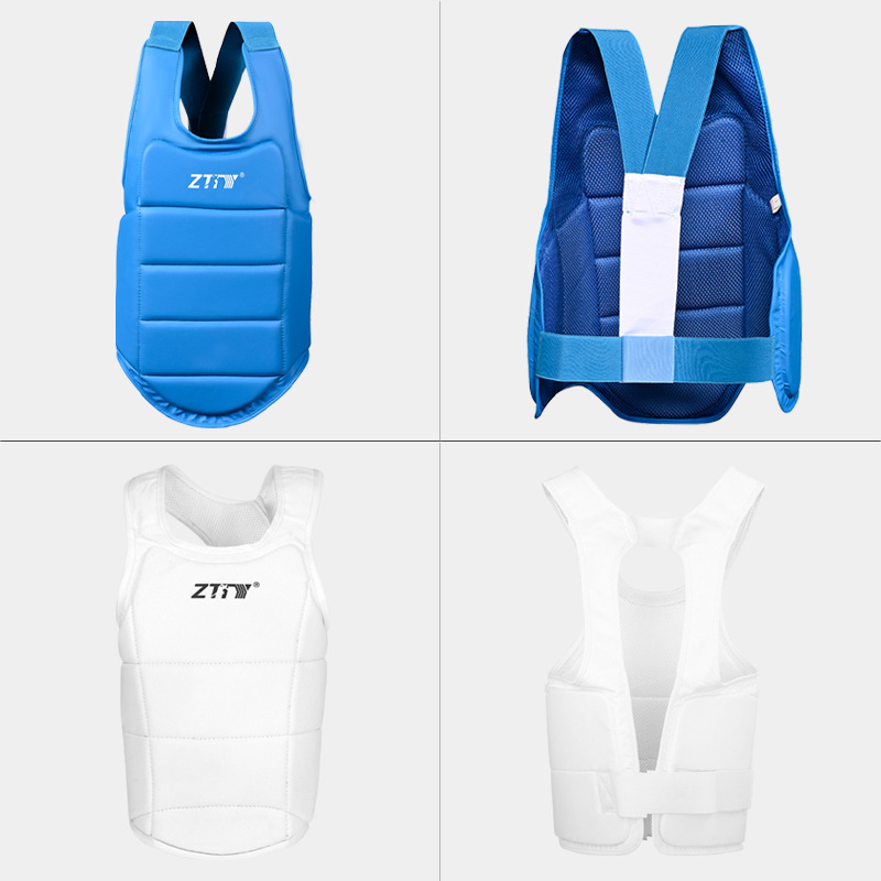 ZTTY karate Sanda protector de pecho adultos niños blanco y azul protector de pecho ligero armadura protectora karate protector de pecho al por mayor