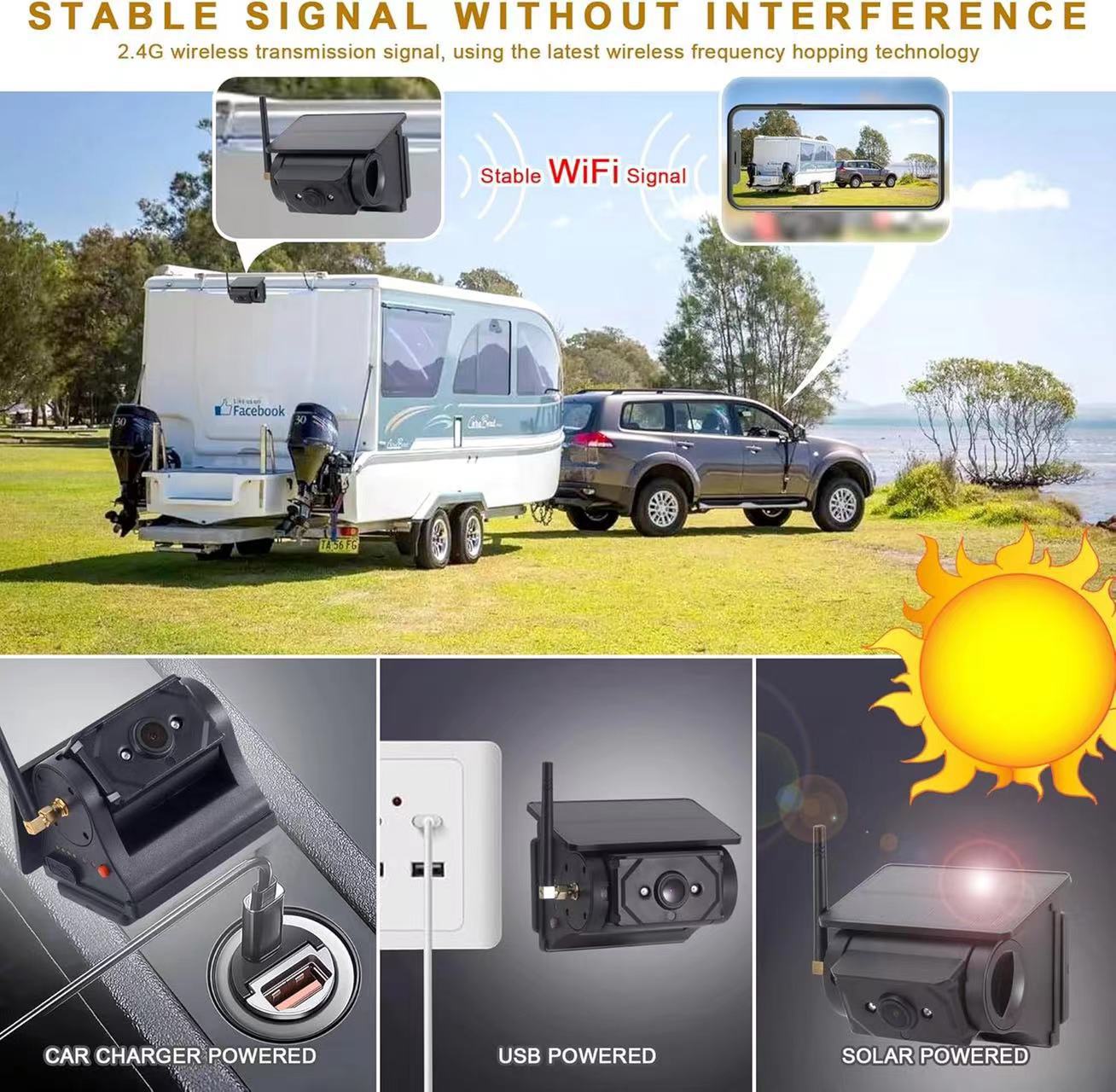 Solar-Powered 7inch Desktop Display Wireless Car-Mounted Hd Infrared Night Vision Truck Reversing Camera