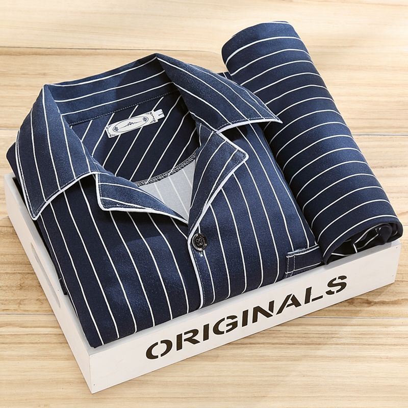 High-end Pajamas Men's Long-sleeved Spring and Autumn 2022 New Men's Casual Middle-aged Youth Summer Cross-border Home Suit High-end Pajamas Men's Long-sleeved Spring and Autumn 2022 New Men's Casual Middle-aged Youth Summer Cross-border Home Suit