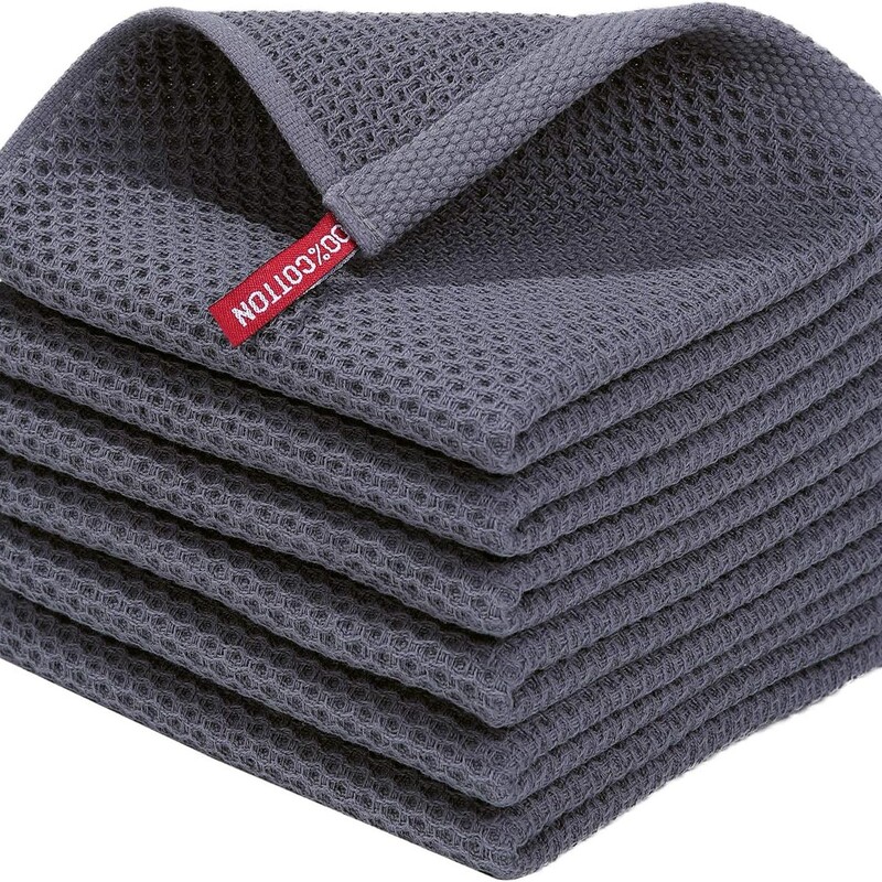 Waffle Dish Towel Cotton Kitchen Towel Reusable Cleaning Cloth Pure Hand Towel Highly Absorbent Quick-Drying Dish Towel