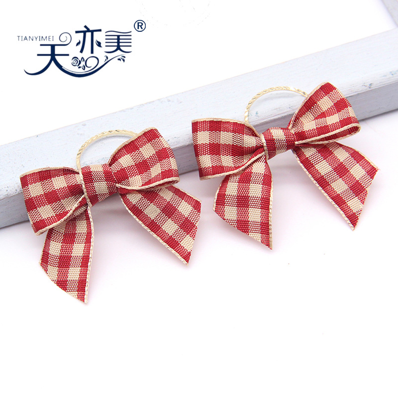 Tianyi belleza cinta arco rojo y blanco a cuadros cinta arco botella de perfume decoración embalaje arco