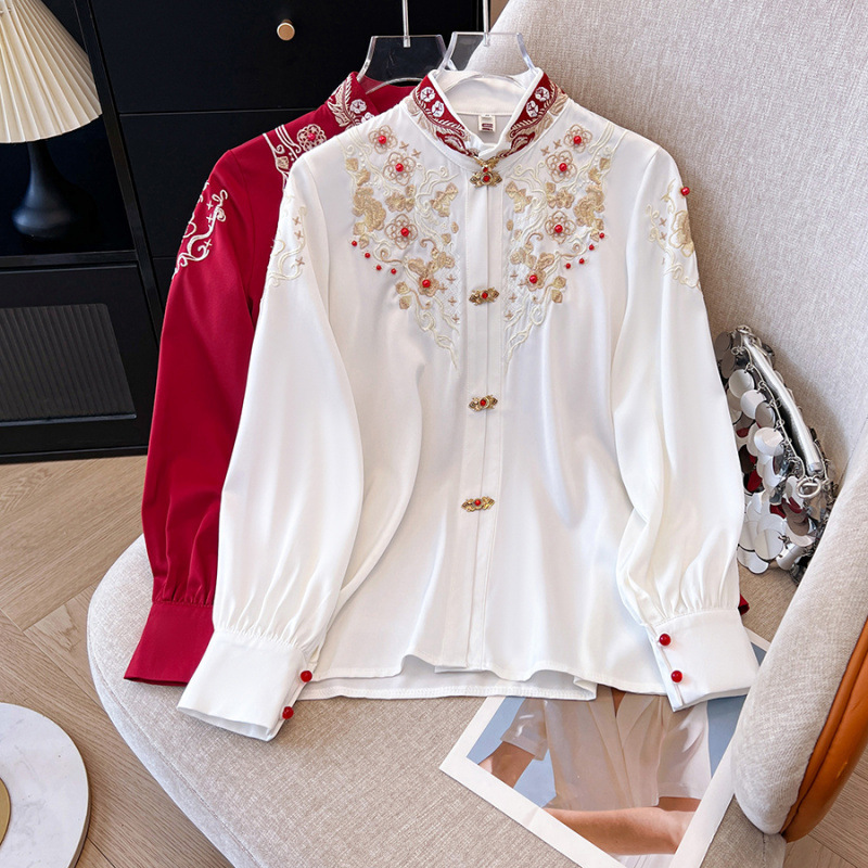 2026 Autumn Collection: New Chinese-Style Toasting Dress with Exquisite Embroidery, Beading, Artistic Clasp, and High-End Satin Long-Sleeve Shirt 2026 Autumn Collection: New Chinese-Style Toasting Dress with Exquisite Embroidery, Beading, Artistic Clasp, and High-End Satin Long-Sleeve Shirt