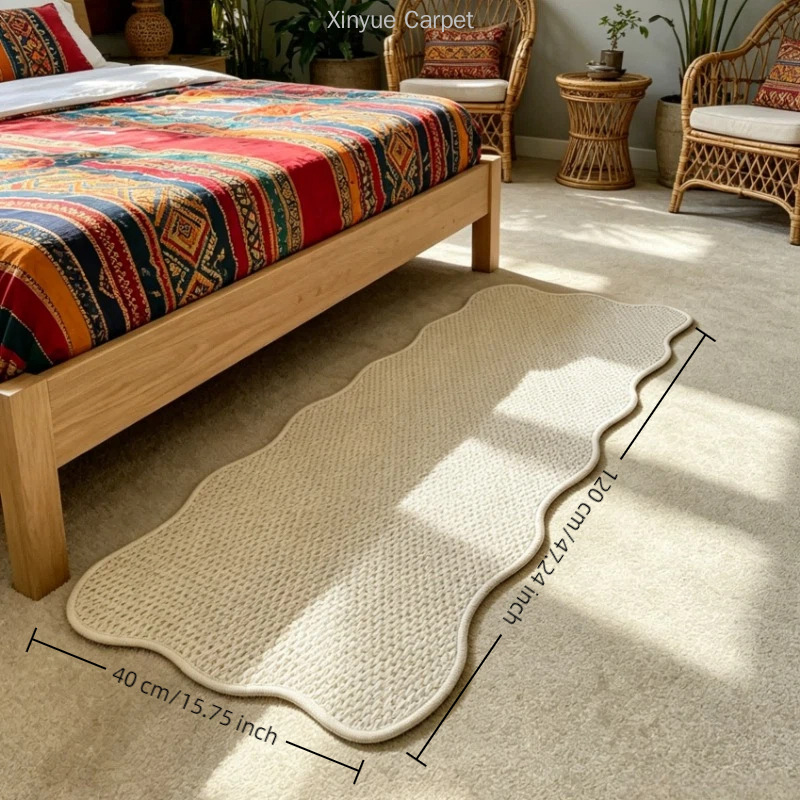 Alfombra de cama de dormitorio, alfombra de seda imitable, alfombra antideslizante de sala de estar, alfombra de mesa de té simple, alfombra antideslizante doméstica