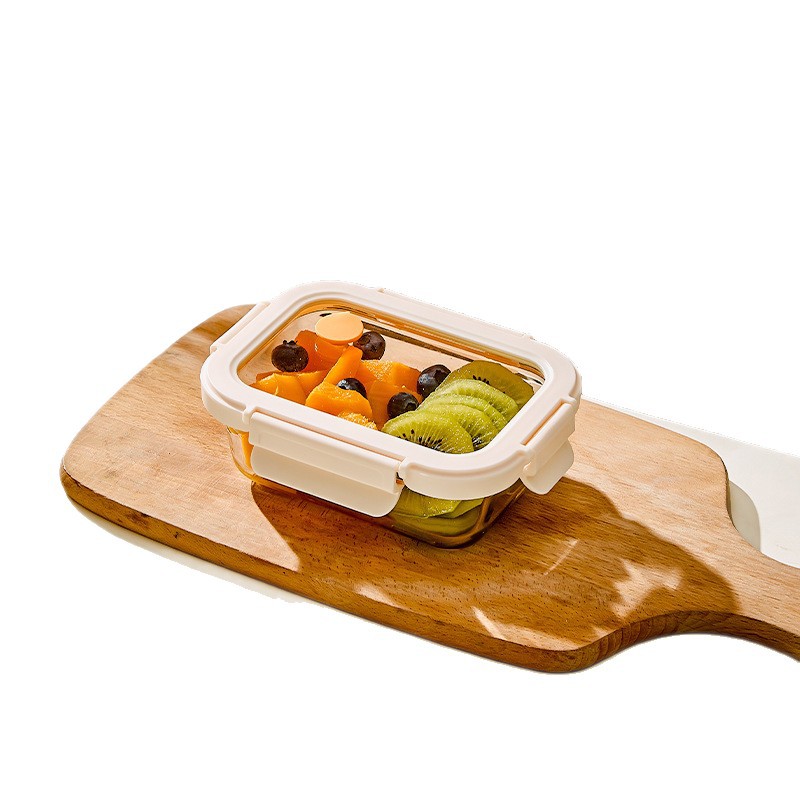 Caja de almuerzo de vidrio de hebilla de Hilero para oficina calentamiento de microondas caja de almuerzo especial tazón caja de preservación con cubierta de partición
