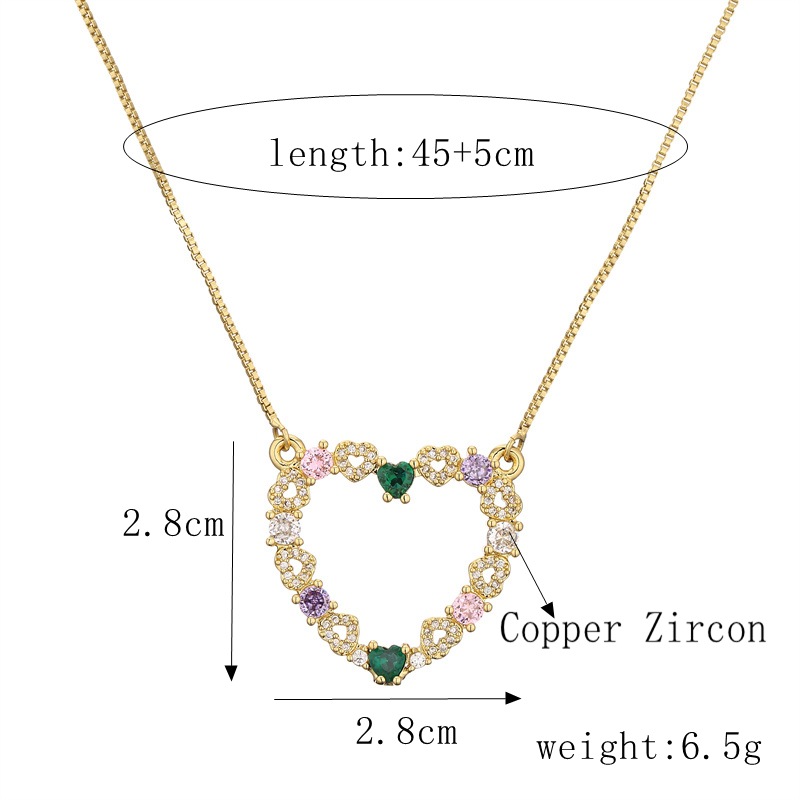 Fashion Devilu0027S Eye Heart Shape Copper Plating Inlay Zircon Pendant Necklace 1 Piece
