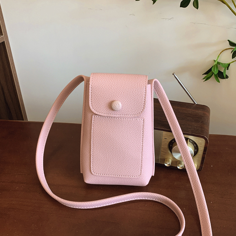 Bolso de teléfono móvil de moda coreana 2025 verano nuevo bolso femenino casual con patrón de lichi bolso de hombro simple y versátil bolso de mensajero