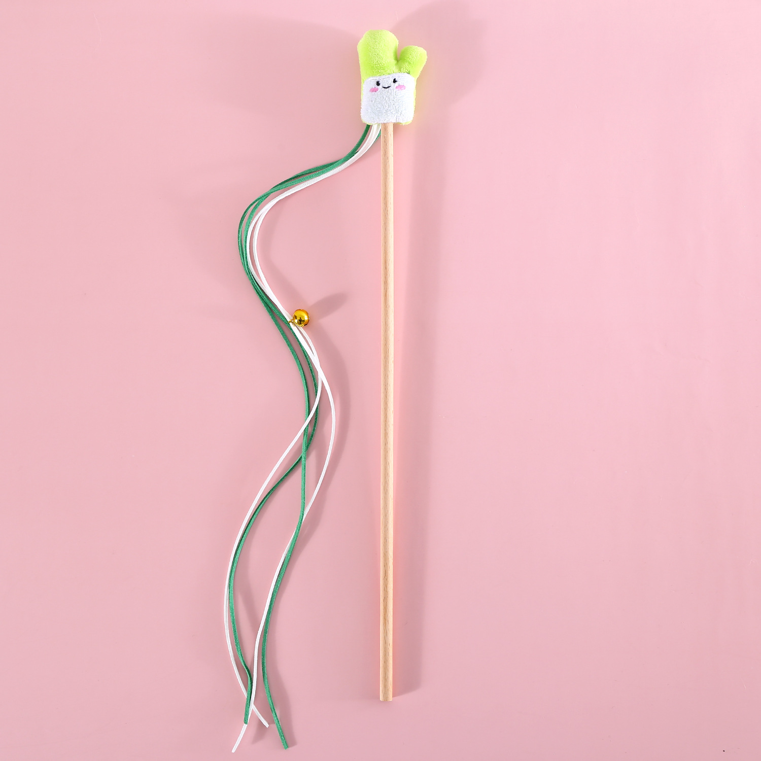 Dibujos animados borla divertido gato palo de peluche cebolla maíz fruta caramelo color campana sonido interactivo gato alivio juguete