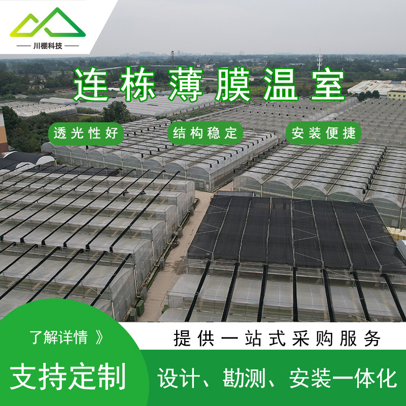 厂家供应农业外遮阳薄膜连体温室大棚蔬菜种植棚养鸡养鸭保温温室