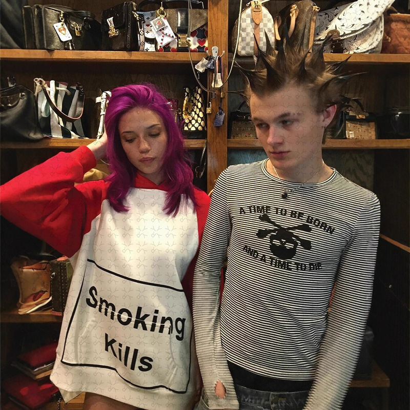 European and American Ins Color-Blocked Long-Sleeved Pullover Printed Sweatshirt Hoodie Round Neck Long-Sleeved Stripesd Printed T-Shirt Retro High Street