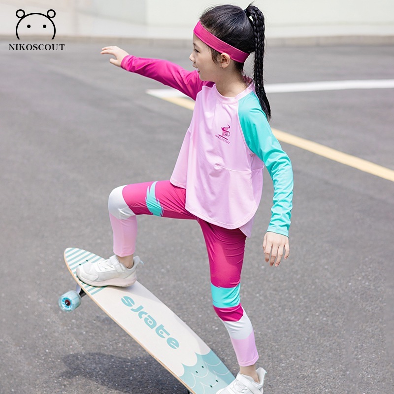 女の子秋服セット 2025 秋冬子供スポーツ速乾服日焼け止め吸汗ランニングヨガ服登山服|undefined