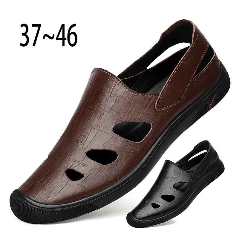 Summer Men's Cave Shoes Embossed Crocodile Pattern Slip-on Breathable Trendy New Soft Leather Driving and Driving Dual-Use Men's Shoes