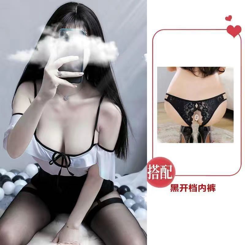 Sexy más tamaño pijamas bellyband traje de mucama lencería sexy uniforme seductor papel backless Chubby Girl nightdress coqueta