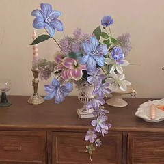 オリジナル高質感フランスレトロ模造花造花完成品花束生け花客間家庭ソフト紫花芸