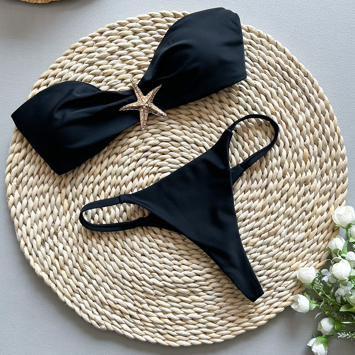 98g Weight Briefs Panties Style Bra Bra Category Nylon Fabric Type 2 Pieces Set Quantity Fitness, Swimming Pool, Sports Occasion Solid Color Pattern Women's Gender Women's Solid Color 2 Pieces Set Bikinis Swimwear 6