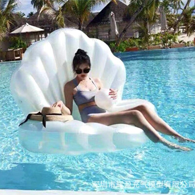 Internet Celebrity Pvc Inflatable Shell Floating Row with Ball Pearlescent White Scallop Floating Bed Adult Water Swimming Ring Lounge Chair Floating Row Internet Celebrity Pvc Inflatable Shell Floating Row with Ball Pearlescent White Scallop Floating Bed Adult Water Swimming Ring Lounge Chair Floating Row