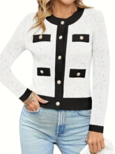 T 40421 Color Block Pocket Sweater ƴɫ�ڴ���֯�� �羳����