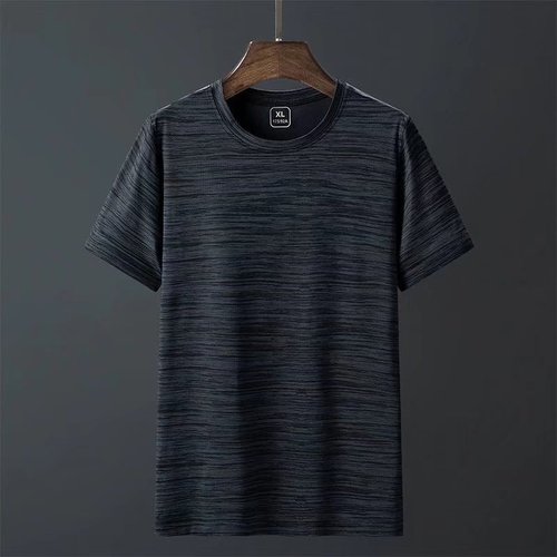  summer thin short-sleeved men's large-size sports top quick-drying ice silk men's casual loose round neck t