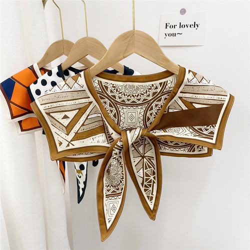 Shawl silk scarf for women in spring, autumn and summer office air-conditioned room shoulder and neck new style decorative knotted fake collar scarf