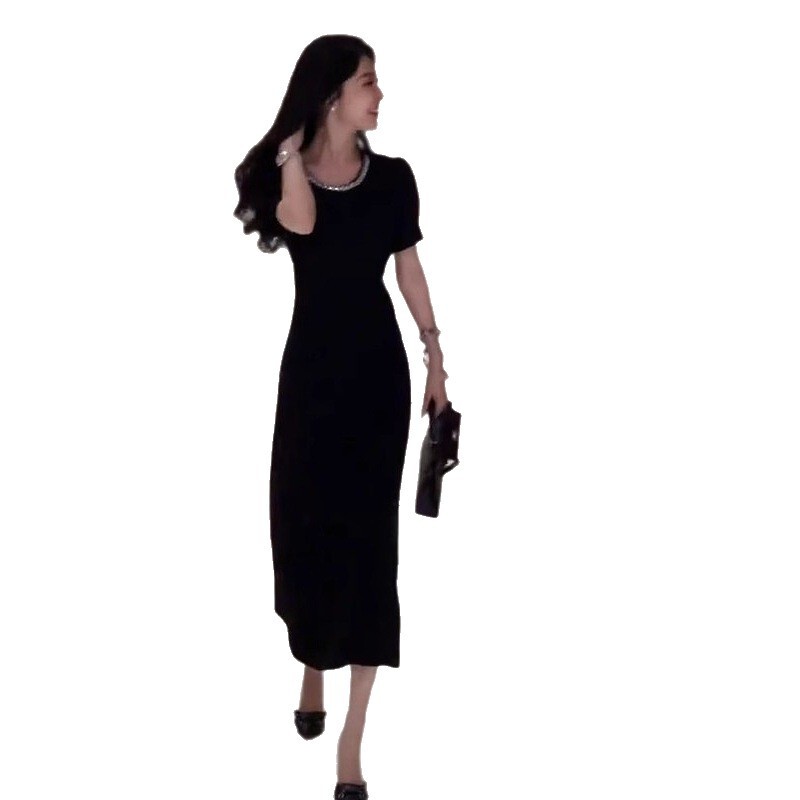 法式赫本连衣裙2025新款女夏季裙子气质显瘦轻奢高级感小黑裙长裙|undefined