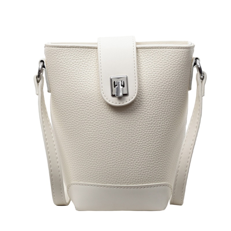 Bolso de cubo popular de este año 2025 verano nuevo bolso de teléfono móvil bolso de hombro con patrón de lichi bolso de mensajero de color de contraste de moda mujer