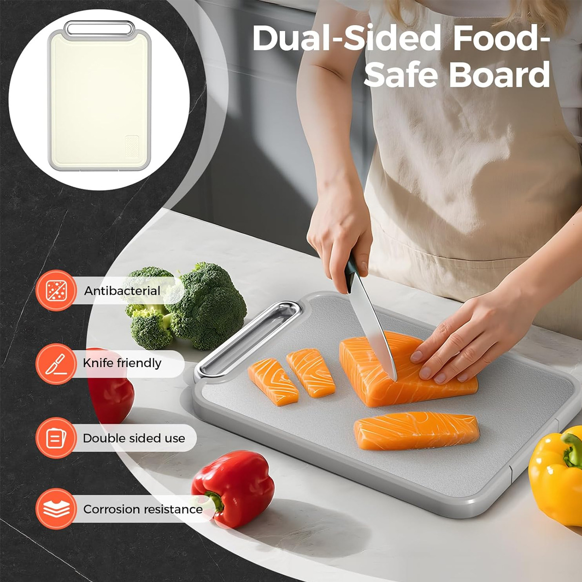 Amazonas cristalino puro placa de vegetales de titanio volcánico placa de cristal de hielo PP paja de trigo placa de corte de vegetales de acero inoxidable antideslizante