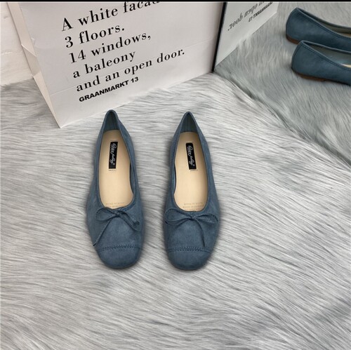 happyfeeling Doudou shoes Korean square toe bow flats ballet all-match retro shoes